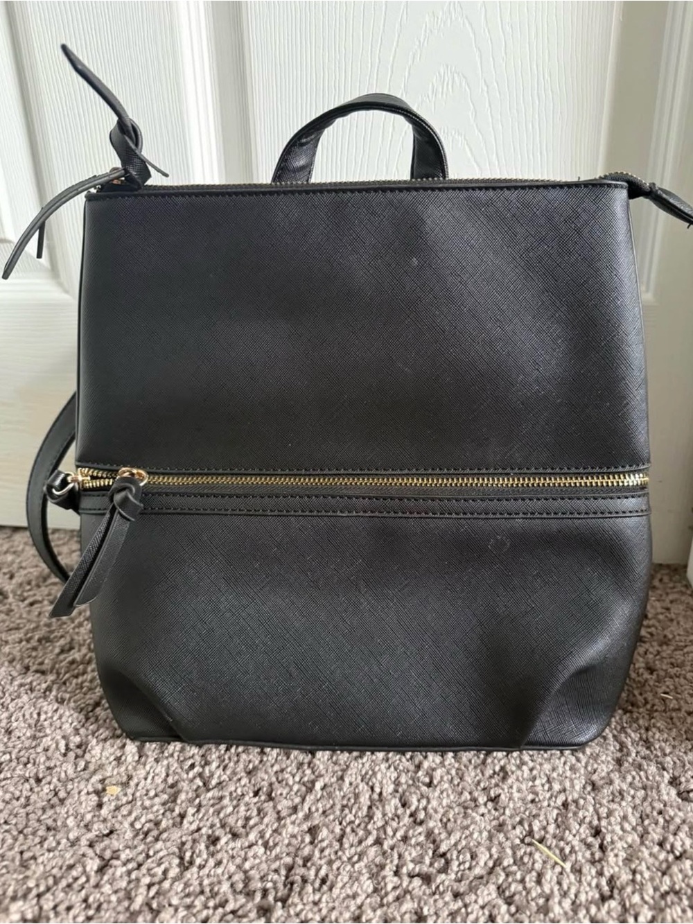 Black Women's Saffiano Backpack Purse - Versatile Everyday Bag